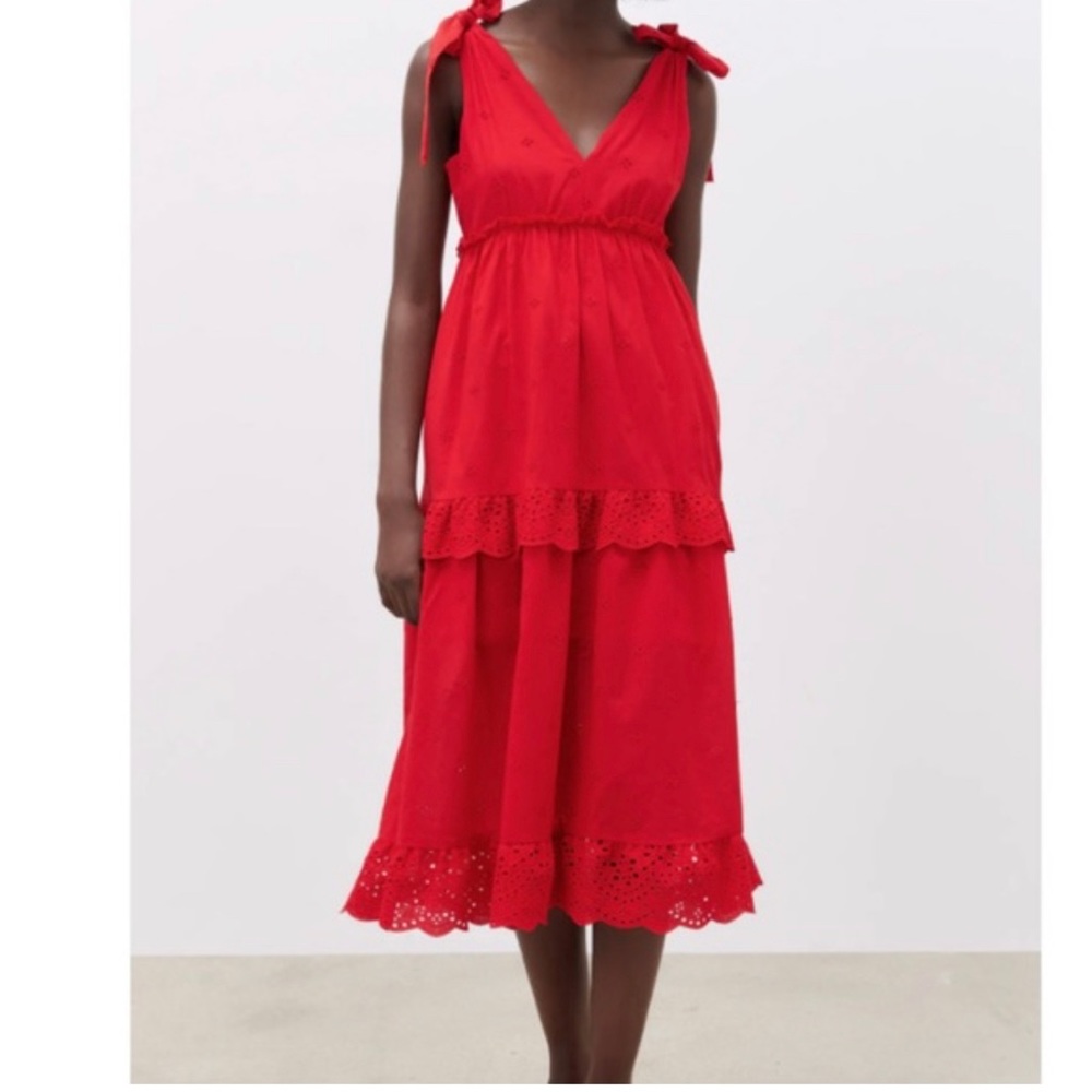 Zara red maxi summer dress size small